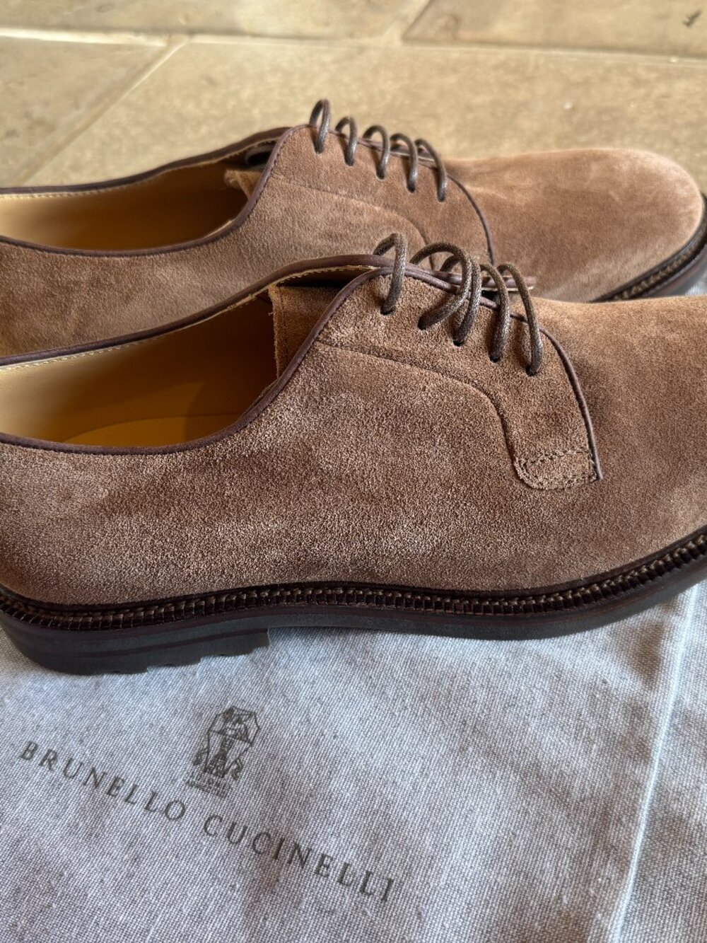 NEW Brunello Cucinelli Men's Suede Lug-Sole Derby Shoes = EU 44 / US 11 ($1,250)